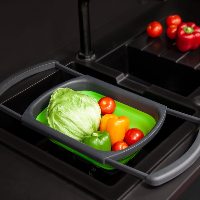 SQ Professional Silicone Over The Sink Strainer, Green