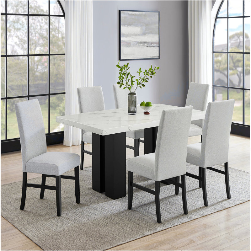 Ensemble de salle à manger 5 pièces Blanc, 5 pièces: table, 4 chaises