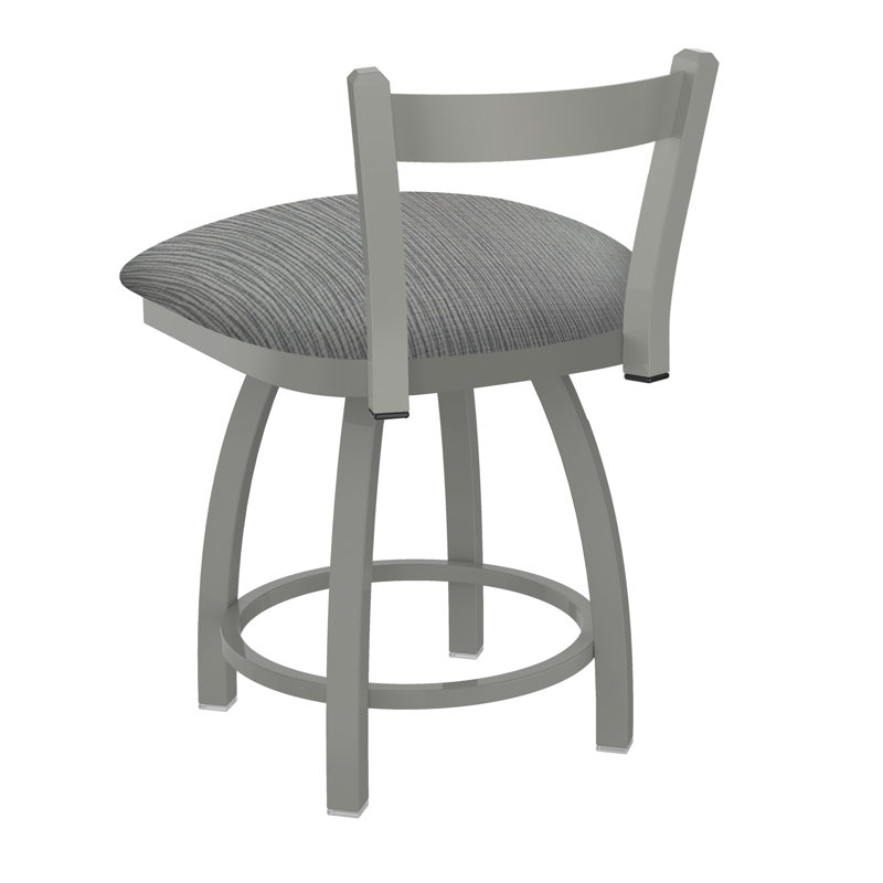 Tabouret de coiffeuse en métal Catalina, Nickel anodisé, Tissu-graphique alpin