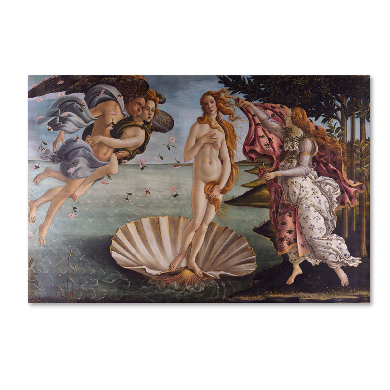 "naissance of venus 1484" par reproduction d’art sur toile tendue Sandro Botticelli, H 22 po x l 32 po