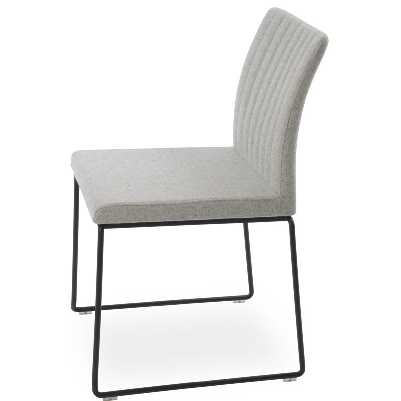Chaise de salle à manger Zeyno, Noir, Laine argentée
