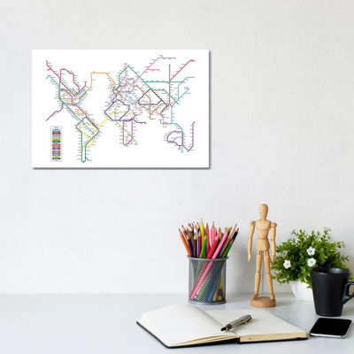 World Metro Tube Map by Michael Tompsett - Wrapped Canvas Print