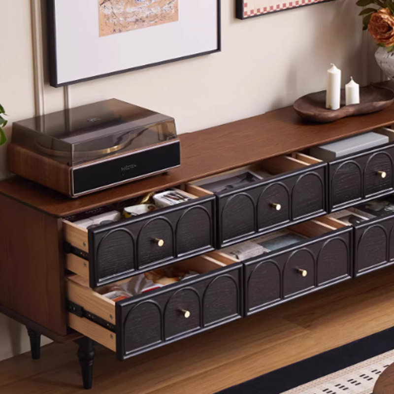 Meuble télé en bois massif de style français rétro, 78.74"