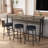 Arcole 3-Drawer Long Dining Table Set with Power Outlets, Bar Kitchen Table Set with Circular Stools-1501763722-1501763725