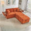 Comfortable Fluffy Corduroy Lazy Sofa With Storage, Double Ottomans, And Table Board For Ultimate Relaxation-1584589844