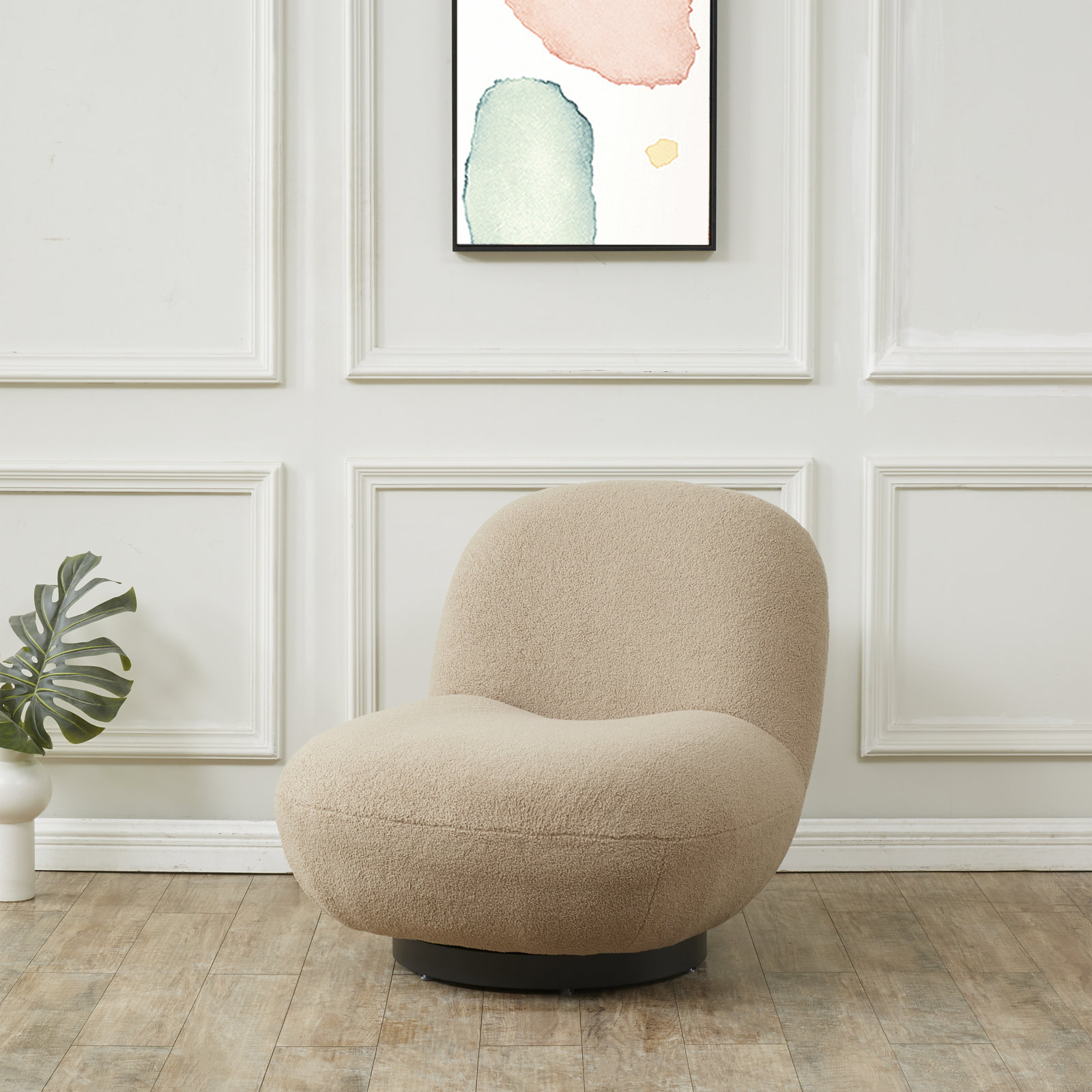 Stevie Slipper Chair, Brown Faux Shearling