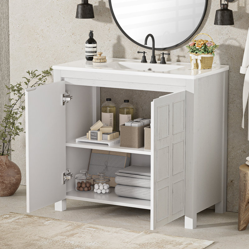 Organisateur de meuble-lavabo 36 "avec lavabo en céramique