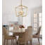 Lustre de style lanterne industrielle industrielle en or avec hauteur réglable, conception de cage en métal rustique, luminaire suspendu de style campagnard à 4 lumières pour îlot de cuisine, salle à manger, vestibule, homologué UL