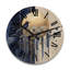 Horloge murale géométrique moderne sur fond bleu foncé et doré à texture abstraite IV-1570509443