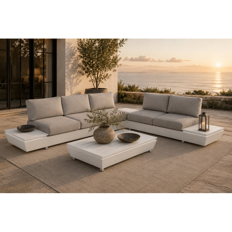 Yacht 3 Piece Outdoor Sectional Grey, Gray