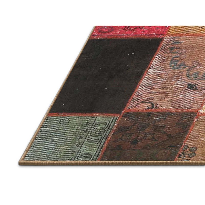 Tapis bleu/gris/rose zone contemporaine, Rectangle 2 pi x 5 pi