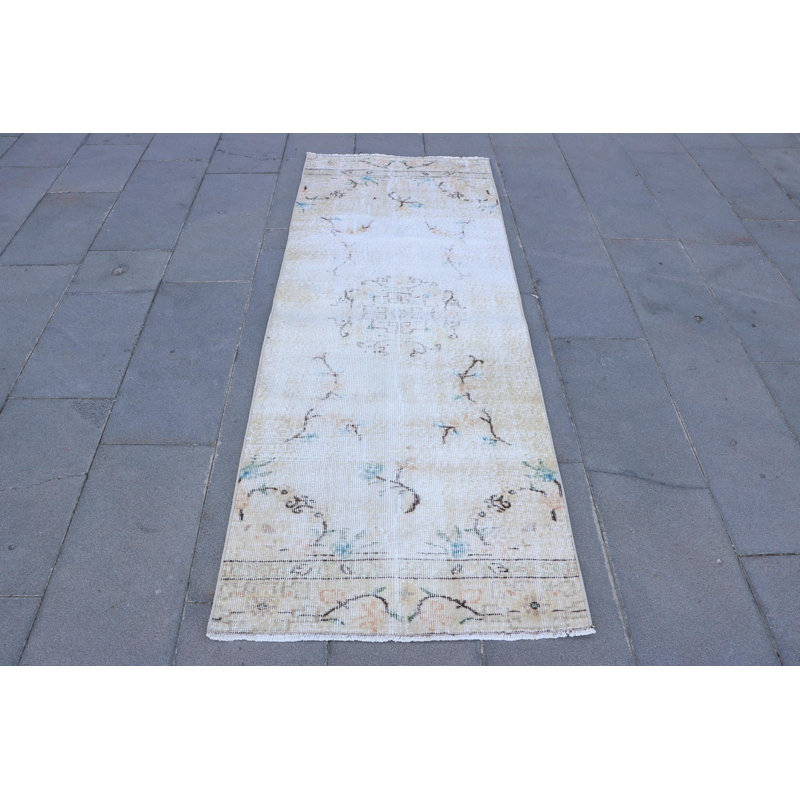 Tapis de cuisine de style rétro turc beige Anatolian avec pompons