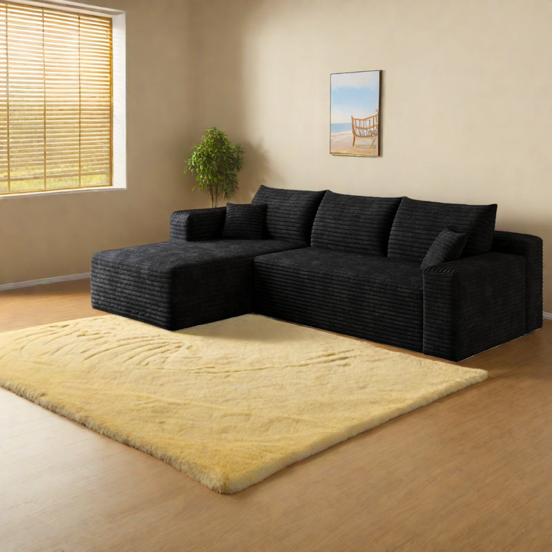 Chaise longue en velours côtelé Compression