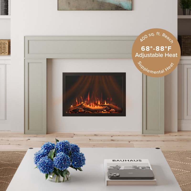 33.87 W Electric Smart Fireplace with Heat, 26" W