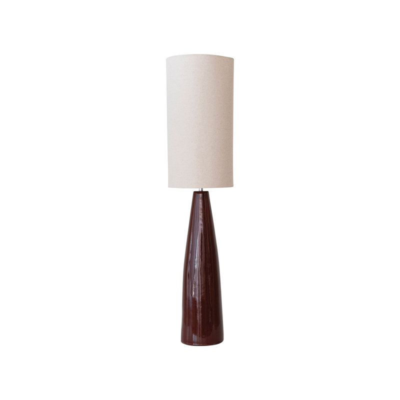Vivienne Ceramic Floor Lamp with Linen Shade and Reactive Glaze, Brown