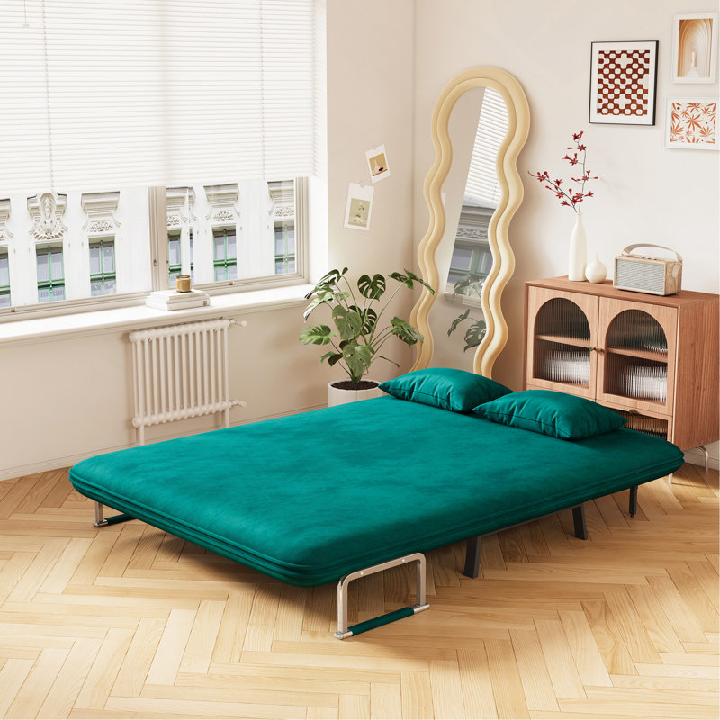 Canapé convertible en velours vert antique 55 po