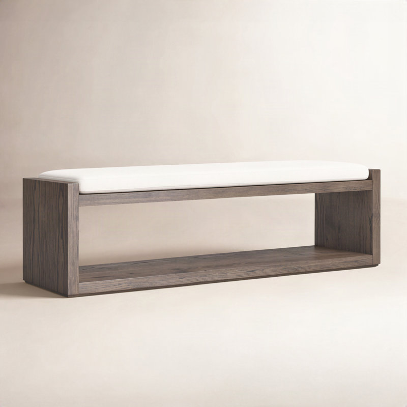 Crestfield Polyester Blend Upholstered Bench, Ivory
