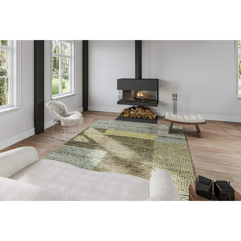 Adamento Wool Geometric Area Rug, Rectangle 8' x 10'