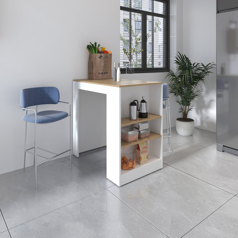 Îlot de cuisine avec base de rangement Highlands, utilisez-le comme table à hauteur de comptoir, îlot de cuisine