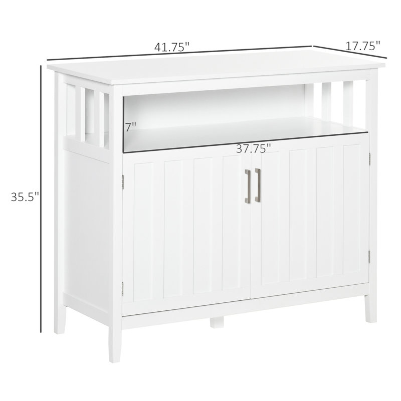 Buffet de cuisine en blanc avec 2 portes et tablettes réglables - Rangement abondant pour assiettes