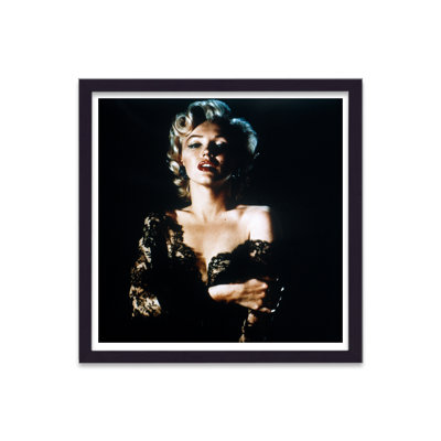 Marilyn Monroe Seductive Pose Black Lace Gown Off Of Shoulder - Single Picture Frame Print