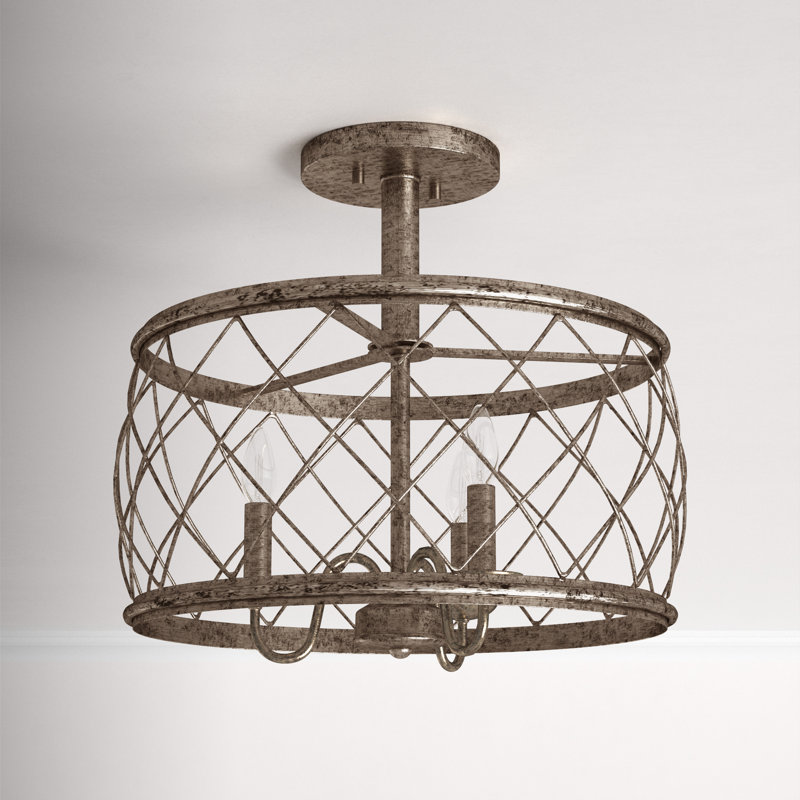 Arton 3 - Plafonnier semi-encastré, Feuille d'argent, H 14,5 po x l 14,5 po x P 14,5 po
