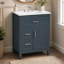 Meuble-lavabo 24 po avec lavabo en céramique, armoire de salle de bain en panneau de fibres à densité moyenne avec 1 porte, 1 tiroir rabattable et 2 tiroirs, meuble-lavabo à fermeture en douceur avec tablette réglable et poignées argentées-132981512