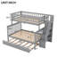Lit superposé simple au-dessus d'un lit double avec lit gigogne et escalier gris-1436952959