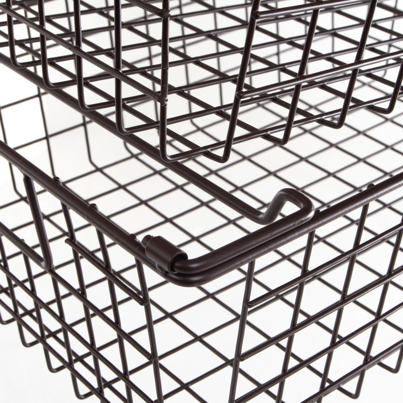 Stackable Metal Storage Baskets, Espresso, 5.5" H x 9" W x 16" D