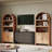 71" Tall Arched Bookcase, 5-Tier Wooden Bookshelf with Doors & Adjustable Storage Shelves-1724197543
