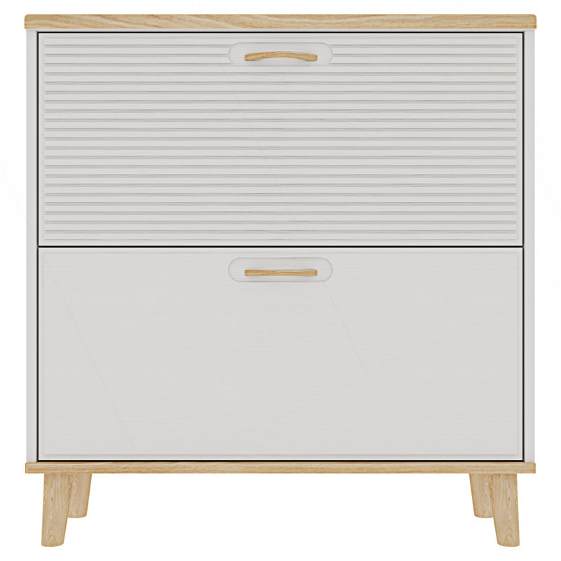 Armoire décorative, armoire à chaussures, étagère à chaussures étroite, armoire à chaussures avec 2 tiroirs rabattables