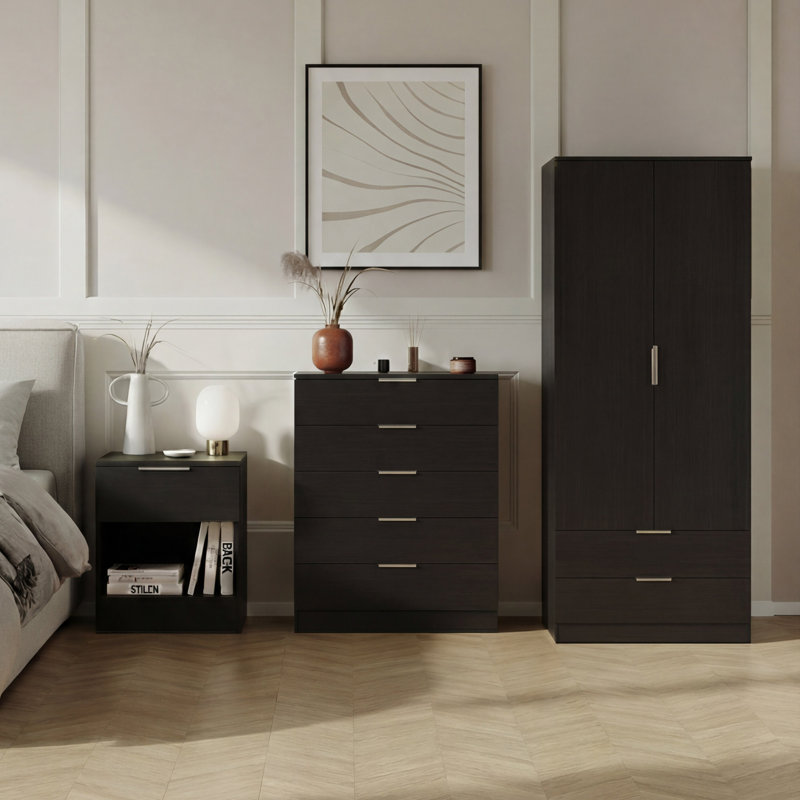 3 Piece Bedroom Set, Black