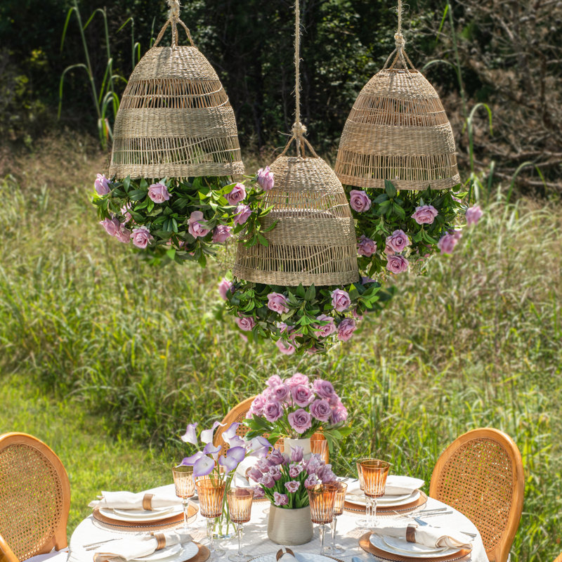 Meliora Rattan Garden Chandelier, Lilac