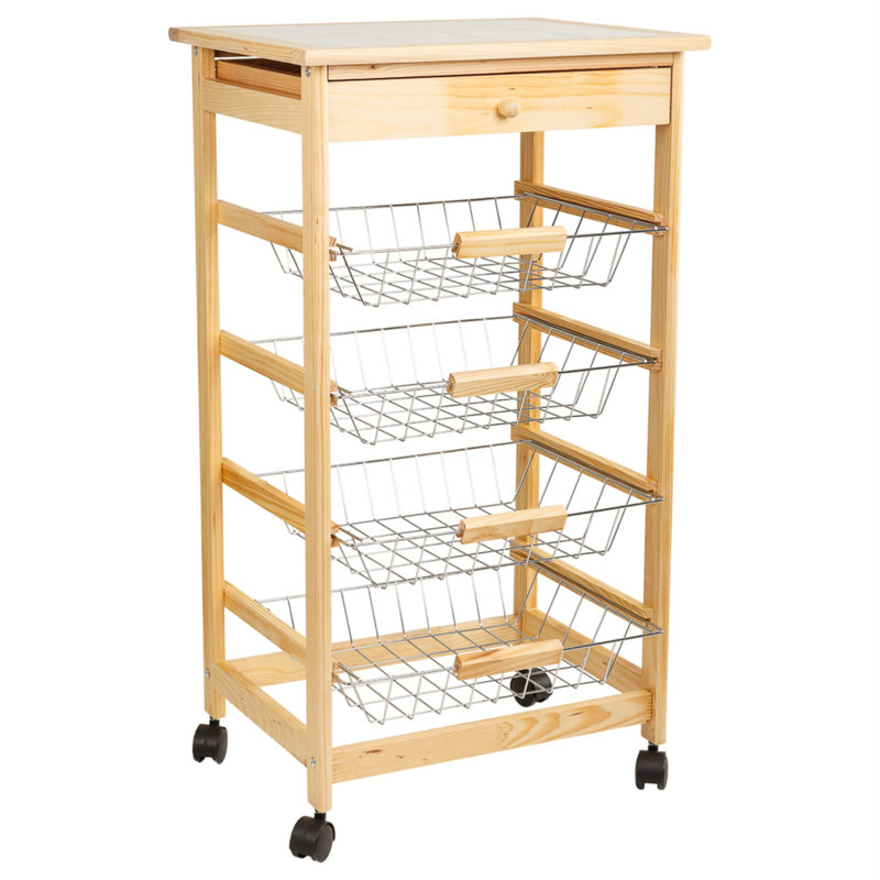 Lavondra Wood Kitchen Cart