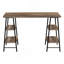 Bureau d'ordinateur, bureau personnel, ordinateur portable, tablettes de rangement, L 48 po, travail, stratifié brun, métal noir, contemporain-2138731434-2138731430
