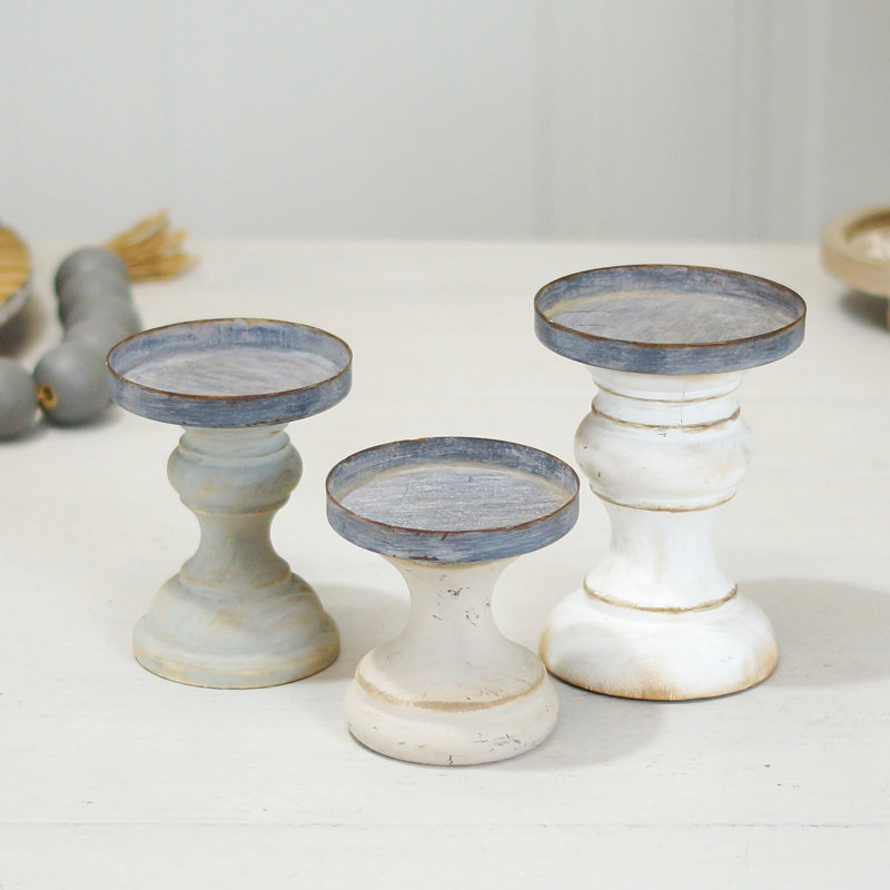 VIP Wood 11 in. White Candle Holders Set of 3