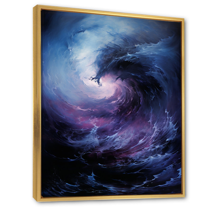 Ishaanvi - tempête tourbillonnante - impression, H 32 po x l 24 po x P 1 po, Cadre flottant doré