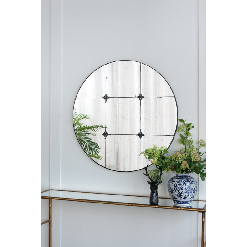 Miroir mural rond en verre antique D36 "