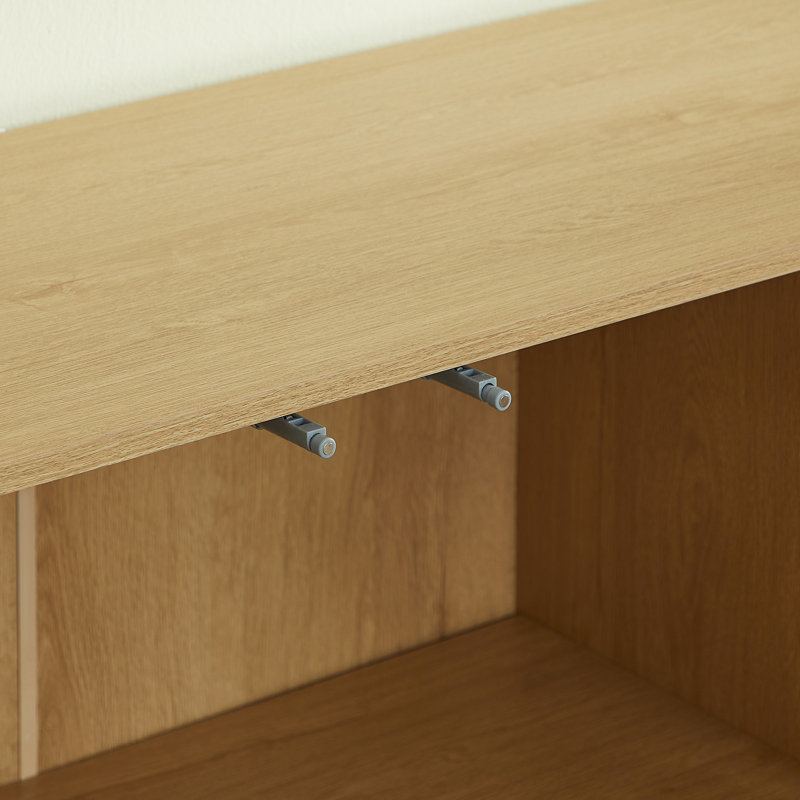 Buffet moderne cannelé à coins arrondis, dosseret de rangement à 4 portes, Bois