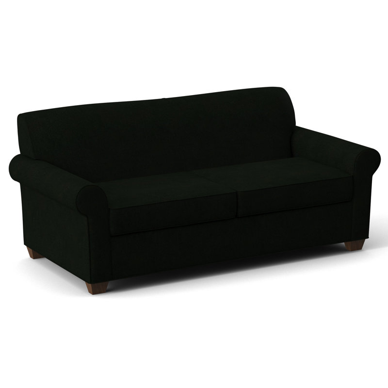 Finn 75" Rolled Arm Sofa Bed, Montana Walnut, Dorset Black, Innerspring
