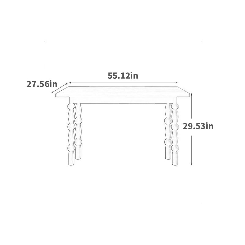 Ash Solid Wood Dining Table, 31.5" W x 55.12" L