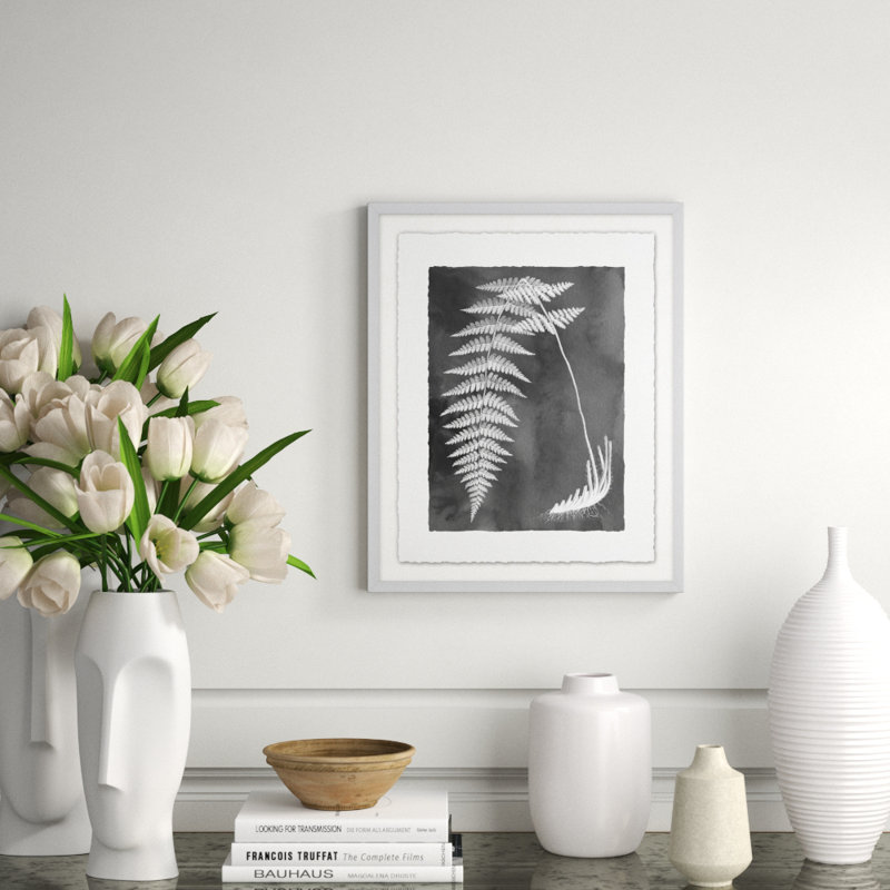 Fernspiration Gray 10' Framed Graphic Art Print on Glass