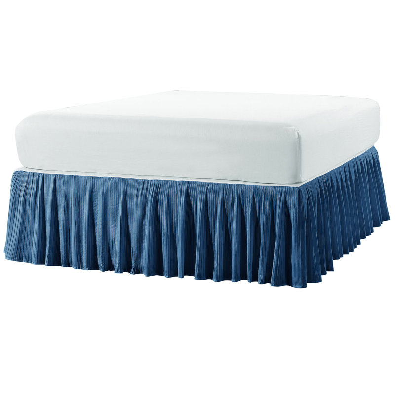 Pleated Bed Skirt, Blue, King