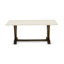 Ensemble de salle à manger 3 pièces comprenant une table de petit-déjeuner et 2 petits bancs en bois - plateau en lin blanc et finition jacobine patinée-1823019445-1823719855