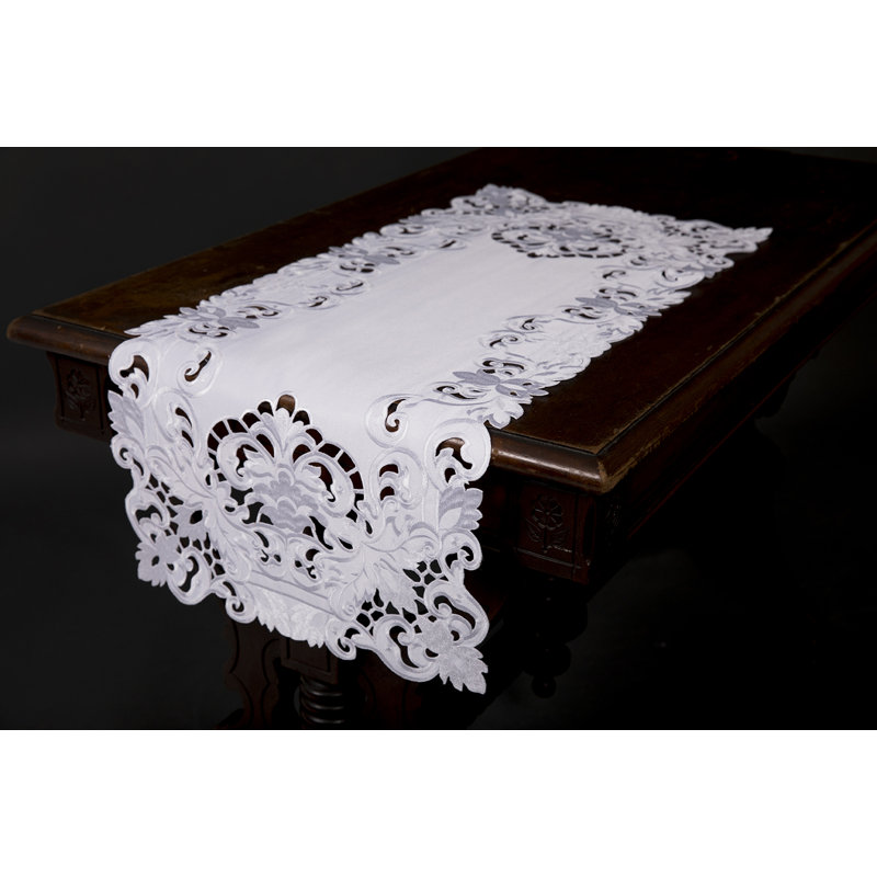 Chemin de table nappe brodéed Jamin, Blanc
