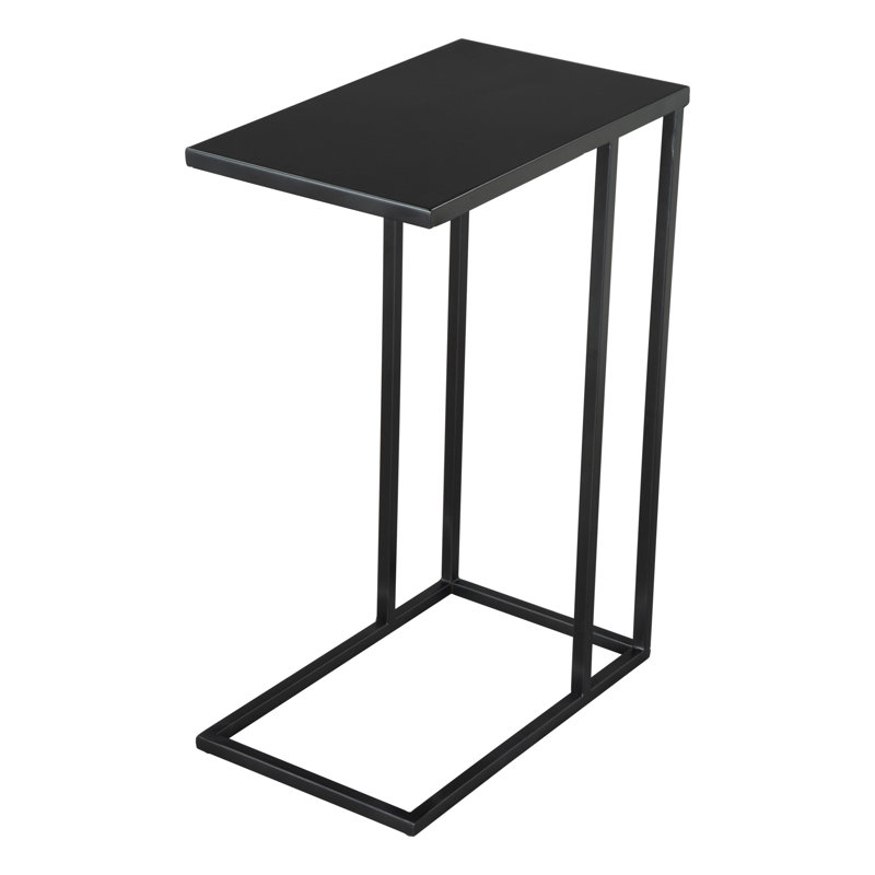 Black Powder-Coated Metal Rectangular Side Table