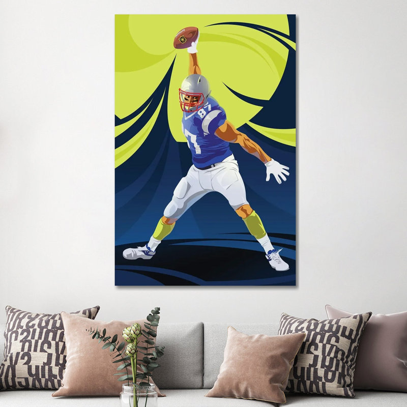 Football 1 Piece Wall Art on Canvas, 45.72 cm H x 30.48 cm W x 1.91 cm D, Wrapped Canvas