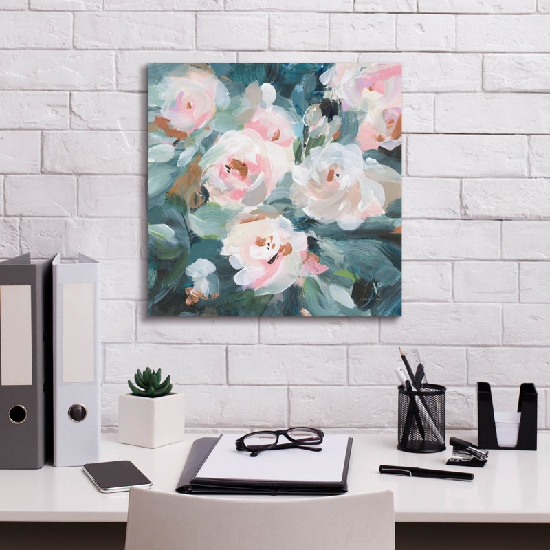 «Glimpses Of Roses 1» par Danhui Nai, art mural sur toile, H 18 po x l 18 po