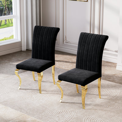 18.5”H Modern Dining Chairs, Arm Less Chair With Polished Stainless Steel Legs