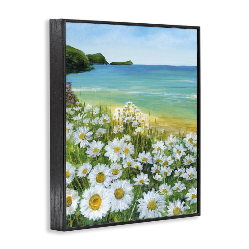 «Seaside Daisy Meadow», estampe numérique, conception de Georgie Harrison, H 14 po x l 11 po, Giclée encadrée noir minuit